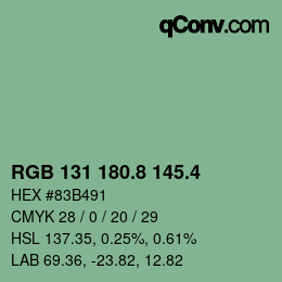 カラーコード: RGB 131 180.8 145.4 | qconv.com