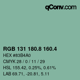カラーコード: RGB 131 180.8 160.4 | qconv.com