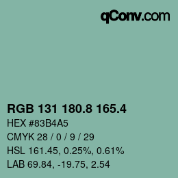 カラーコード: RGB 131 180.8 165.4 | qconv.com