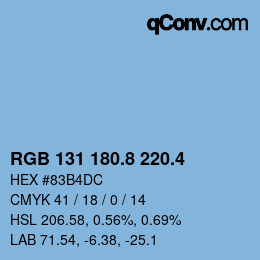カラーコード: RGB 131 180.8 220.4 | qconv.com