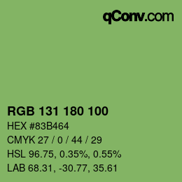 カラーコード: RGB 131 180 100 | qconv.com
