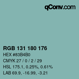 Color code: RGB 131 180 176 | qconv.com
