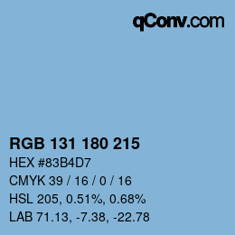 Color code: RGB 131 180 215 | qconv.com