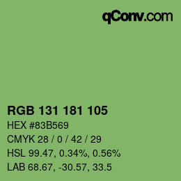 Color code: RGB 131 181 105 | qconv.com