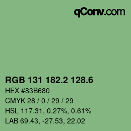 カラーコード: RGB 131 182.2 128.6 | qconv.com