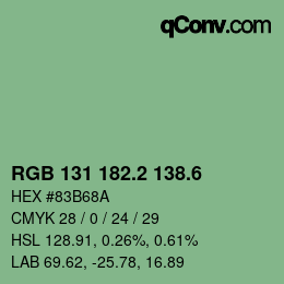カラーコード: RGB 131 182.2 138.6 | qconv.com