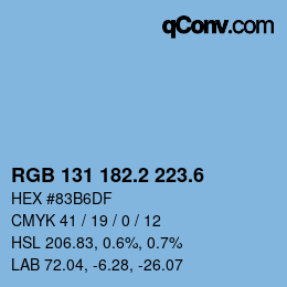 カラーコード: RGB 131 182.2 223.6 | qconv.com