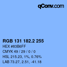 Color code: RGB 131 182.2 255 | qconv.com