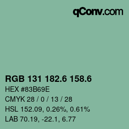 カラーコード: RGB 131 182.6 158.6 | qconv.com