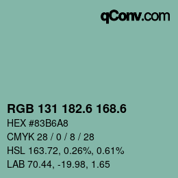 カラーコード: RGB 131 182.6 168.6 | qconv.com