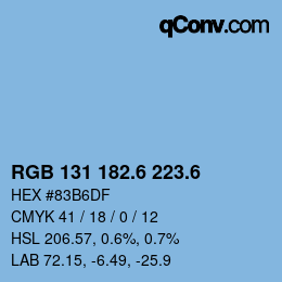 カラーコード: RGB 131 182.6 223.6 | qconv.com
