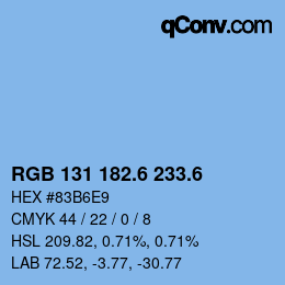 カラーコード: RGB 131 182.6 233.6 | qconv.com