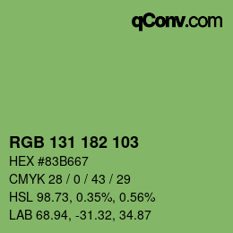 Código de color: RGB 131 182 103 | qconv.com