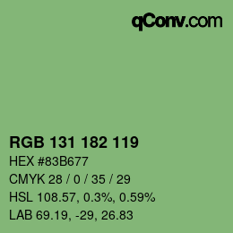 Código de color: RGB 131 182 119 | qconv.com