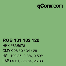 Color code: RGB 131 182 120 | qconv.com