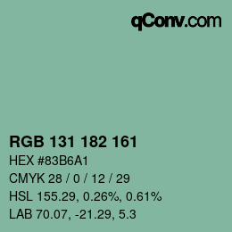 Color code: RGB 131 182 161 | qconv.com