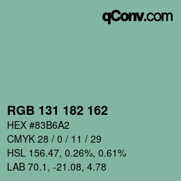 カラーコード: RGB 131 182 162 | qconv.com
