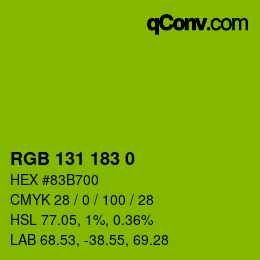 Color code: RGB 131 183 0 | qconv.com