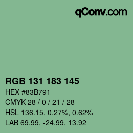 颜色代码: RGB 131 183 145 | qconv.com