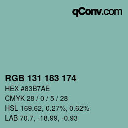 Farbcode: RGB 131 183 174 | qconv.com