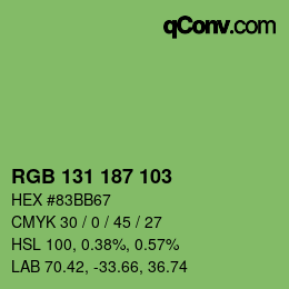 Color code: RGB 131 187 103 | qconv.com