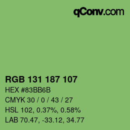 Color code: RGB 131 187 107 | qconv.com