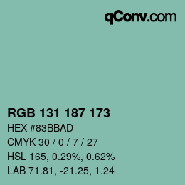 Color code: RGB 131 187 173 | qconv.com