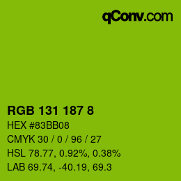 Color code: RGB 131 187 8 | qconv.com