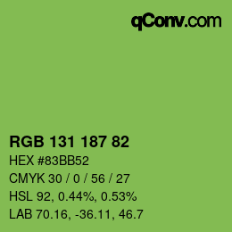 Color code: RGB 131 187 82 | qconv.com