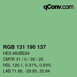 Color code: RGB 131 190 137 | qconv.com