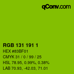 Color code: RGB 131 191 1 | qconv.com