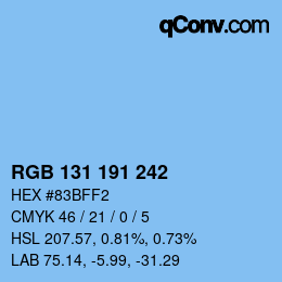 Color code: RGB 131 191 242 | qconv.com