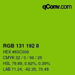 Color code: RGB 131 192 8 | qconv.com