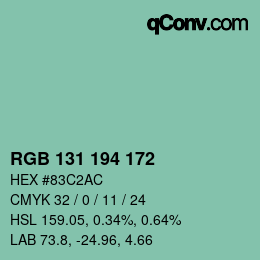 Color code: RGB 131 194 172 | qconv.com