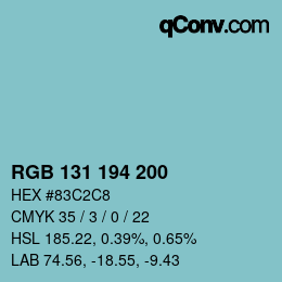 Code couleur: RGB 131 194 200 | qconv.com