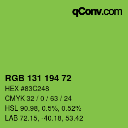 Color code: RGB 131 194 72 | qconv.com