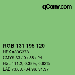 Color code: RGB 131 195 120 | qconv.com