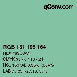 颜色代码: RGB 131 195 164 | qconv.com