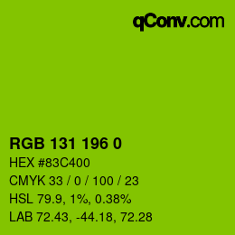 Color code: RGB 131 196 0 | qconv.com