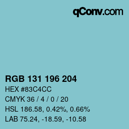 Color code: RGB 131 196 204 | qconv.com