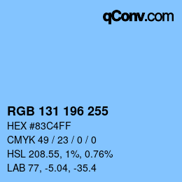 Color code: RGB 131 196 255 | qconv.com