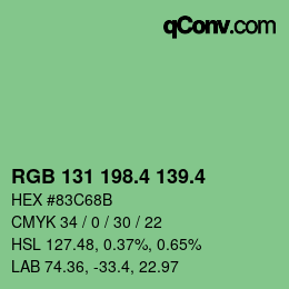 カラーコード: RGB 131 198.4 139.4 | qconv.com