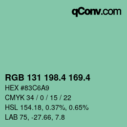 カラーコード: RGB 131 198.4 169.4 | qconv.com