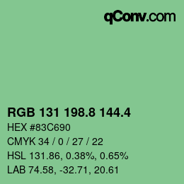 カラーコード: RGB 131 198.8 144.4 | qconv.com