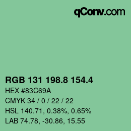 カラーコード: RGB 131 198.8 154.4 | qconv.com