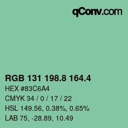 カラーコード: RGB 131 198.8 164.4 | qconv.com