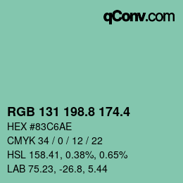 カラーコード: RGB 131 198.8 174.4 | qconv.com