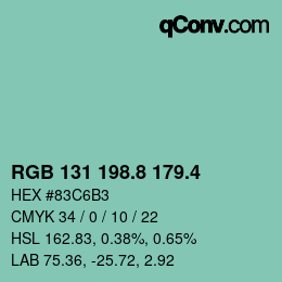 カラーコード: RGB 131 198.8 179.4 | qconv.com