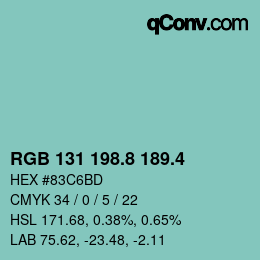 カラーコード: RGB 131 198.8 189.4 | qconv.com