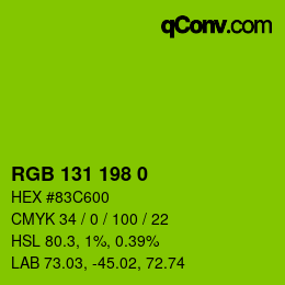Color code: RGB 131 198 0 | qconv.com